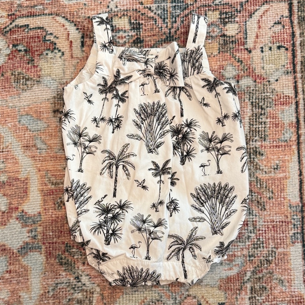 Janie and Jack Black and White Palm Print Bodysuit